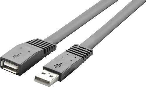 Renkforce USB-Kabel USB 2.0 USB-A Stecker, USB-A Buchse 2.00m Schwarz hochflexibel RF-4096134 von Renkforce