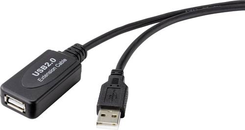 Renkforce USB-Kabel USB 2.0 USB-A Stecker, USB-A Buchse 20.00m Schwarz Aktiv mit Signalverstärkung von Renkforce