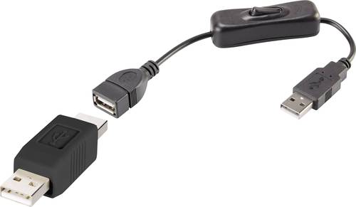 Renkforce USB-Kabel USB 2.0 USB-A Stecker, USB-A Stecker 0.25m Schwarz inkl. Ein/Aus-Schalter, vergo von Renkforce
