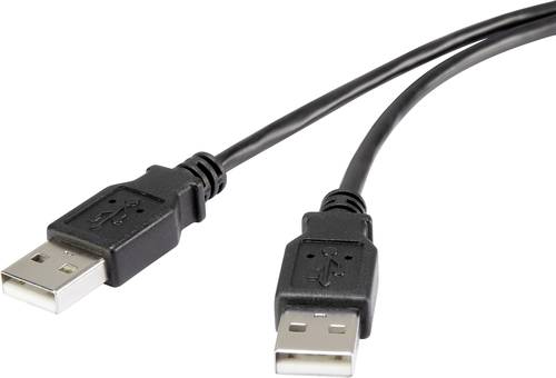 Renkforce USB-Kabel USB 2.0 USB-A Stecker, USB-A Stecker 1.00m Schwarz vergoldete Steckkontakte RF-4 von Renkforce