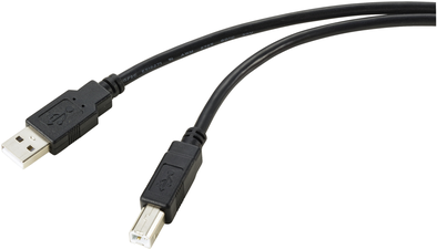 Renkforce USB-Kabel USB 2.0 USB-A Stecker, USB-B Stecker 20.00 m Schwarz Geflechtschirm RF-5720372 (RF-5720372) von Renkforce
