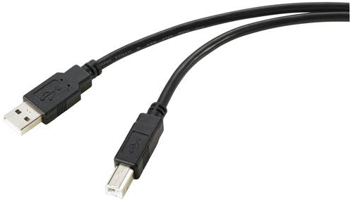 Renkforce USB-Kabel USB 2.0 USB-A Stecker, USB-B Stecker 20.00m Schwarz Geflechtschirm RF-5720372 von Renkforce