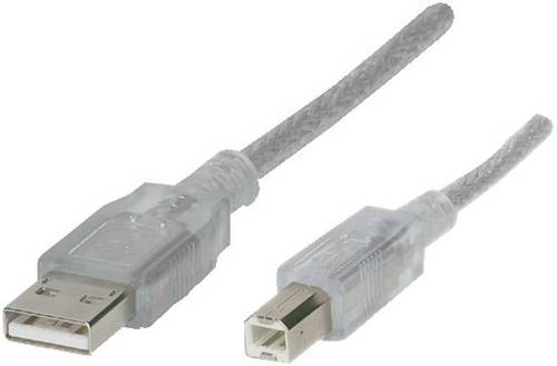 Renkforce USB-Kabel USB 2.0 USB-A Stecker, USB-B Stecker 3.00m Transparent RF-4538148 von Renkforce