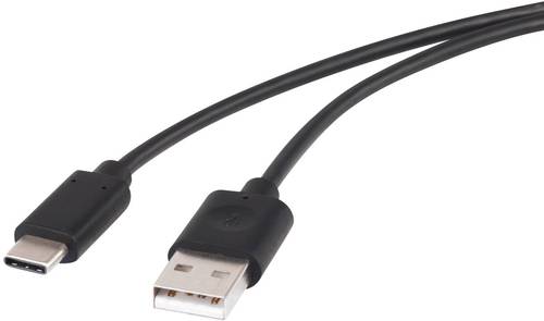 Renkforce USB-Kabel USB 2.0 USB-A Stecker, USB-C® Stecker 1.00m Schwarz vergoldete Steckkontakte RF von Renkforce
