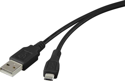 Renkforce USB-Kabel USB 2.0 USB-A Stecker, USB-Micro-B Stecker 1.00m Schwarz vergoldete Steckkontakt von Renkforce