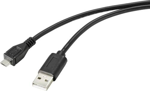 Renkforce USB-Kabel USB 2.0 USB-A Stecker, USB-Micro-B Stecker 2.00m Schwarz mit antimikrobieller Ob von Renkforce