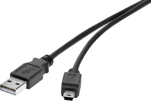 Renkforce USB-Kabel USB 2.0 USB-A Stecker, USB-Mini-B Stecker 0.15m Schwarz vergoldete Steckkontakte von Renkforce