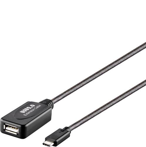 Renkforce USB-Kabel USB 2.0 USB-C® Stecker, USB-A Buchse 10.00m Schwarz Aktiv mit Signalverstärkun von Renkforce
