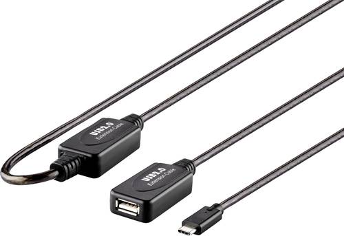 Renkforce USB-Kabel USB 2.0 USB-C® Stecker, USB-A Buchse 15.00m Schwarz vergoldete Steckkontakte RF von Renkforce