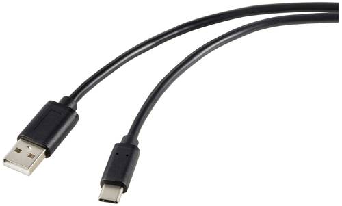 Renkforce USB-Kabel USB 2.0 USB-C® Stecker, USB-A Stecker 1.80m Schwarz Gesamtschirm RF-5720398 von Renkforce