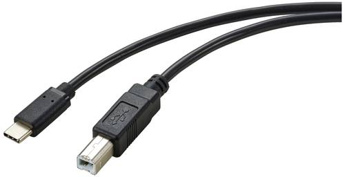 Renkforce USB-Kabel USB 2.0 USB-C® Stecker, USB-B Stecker 2.00m Schwarz Gesamtschirm RF-5720420 von Renkforce