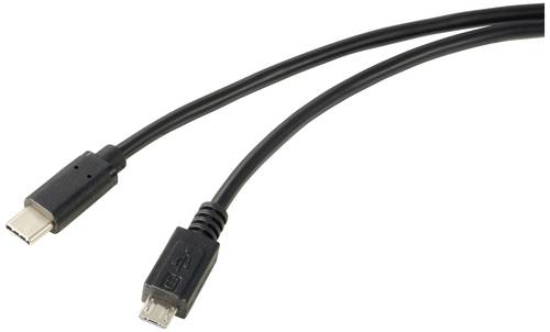 Renkforce USB-Kabel USB 2.0 USB-C® Stecker, USB-Micro-B Stecker 1.00m Schwarz Rund RF-5719754 von Renkforce