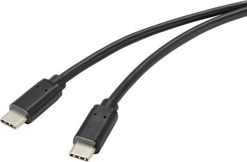 Renkforce USB-Kabel USB 2.0 USB-C® Stecker 1.00m Schwarz mit antimikrobieller Oberfläche RF-4716840 von Renkforce
