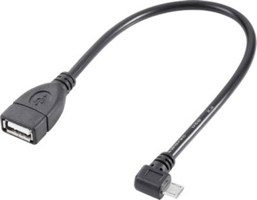 Renkforce USB-Kabel USB 2.0 USB-Micro-B Stecker, USB-A Buchse 0.10m Schwarz mit OTG-Funktion, vergol von Renkforce