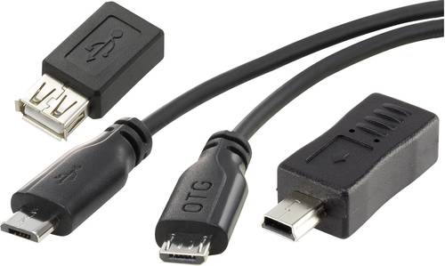Renkforce USB-Kabel USB 2.0 USB-Micro-B Stecker, USB-A Buchse 0.15m Schwarz mit OTG-Funktion, SuperS von Renkforce