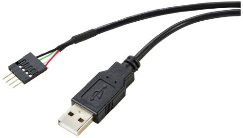 Renkforce USB-Kabel USB 2.0Pfostenstecker 4pol., USB-A Stecker 0.40m Schwarz Geflechtschirm RF-57197 von Renkforce