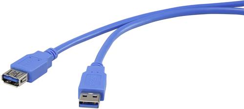 Renkforce USB-Kabel USB 3.2 Gen1 (USB 3.0 / USB 3.1 Gen1) USB-A Stecker, USB-A Buchse 1.00m Blau ver von Renkforce