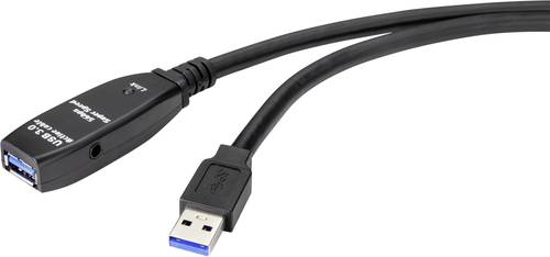 Renkforce USB-Kabel USB 3.2 Gen1 (USB 3.0 / USB 3.1 Gen1) USB-A Stecker, USB-A Buchse 10.00m Schwarz von Renkforce