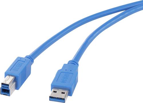Renkforce USB-Kabel USB 3.2 Gen1 (USB 3.0 / USB 3.1 Gen1) USB-A Stecker, USB-B Stecker 1.80m Blau ve von Renkforce