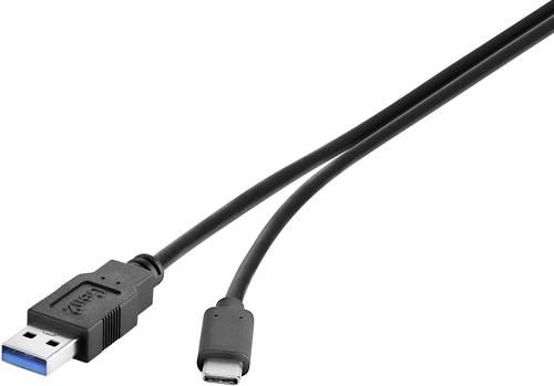 Renkforce USB-Kabel USB 3.2 Gen1 (USB 3.0 / USB 3.1 Gen1) USB-A Stecker, USB-C® Stecker 1.00m Schwa von Renkforce