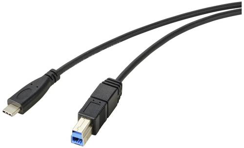 Renkforce USB-Kabel USB 3.2 Gen1 USB-C® Stecker, USB-B Stecker 1.80m Schwarz Gesamtschirm RF-5720408 von Renkforce