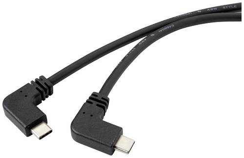 Renkforce USB-Kabel USB 3.2 Gen2 (USB 3.1 Gen2) USB-C® Stecker, USB-C® Stecker 1.20m Schwarz 90° von Renkforce