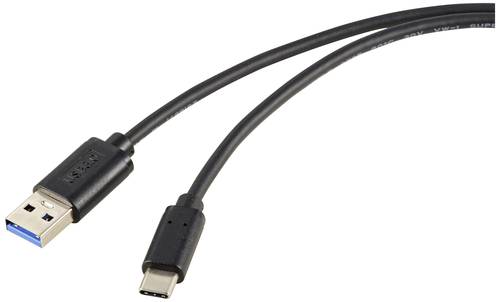 Renkforce USB-Kabel USB 3.2 Gen2 USB-C® Stecker, USB-A Stecker 1.00m Schwarz Gesamtschirm RF-5720404 von Renkforce