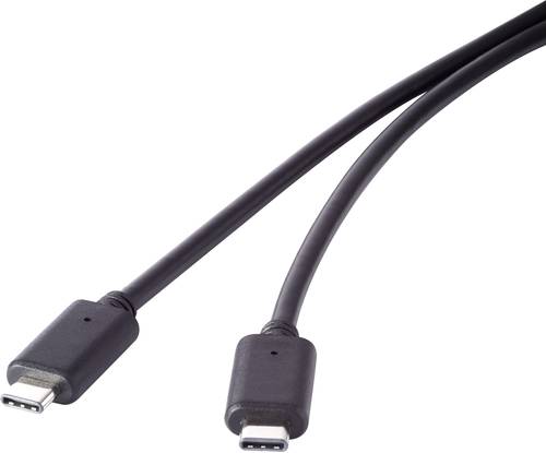 Renkforce USB-Kabel USB 3.2 Gen2x2 USB-C® Stecker, USB-C® Stecker 1.00m Schwarz vergoldete Steckko von Renkforce