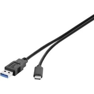 Renkforce - USB-Kabel - USB Typ A (M) zu USB-C (M) - USB 3.1 - 12 V - 3 A - 1 m - rund - Schwarz von Renkforce