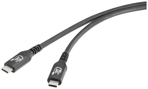 Renkforce USB-Kabel USB4® USB-C® Stecker, USB-C® Stecker 1.00m Schwarz Aluminium-Stecker RF-5235978 von Renkforce