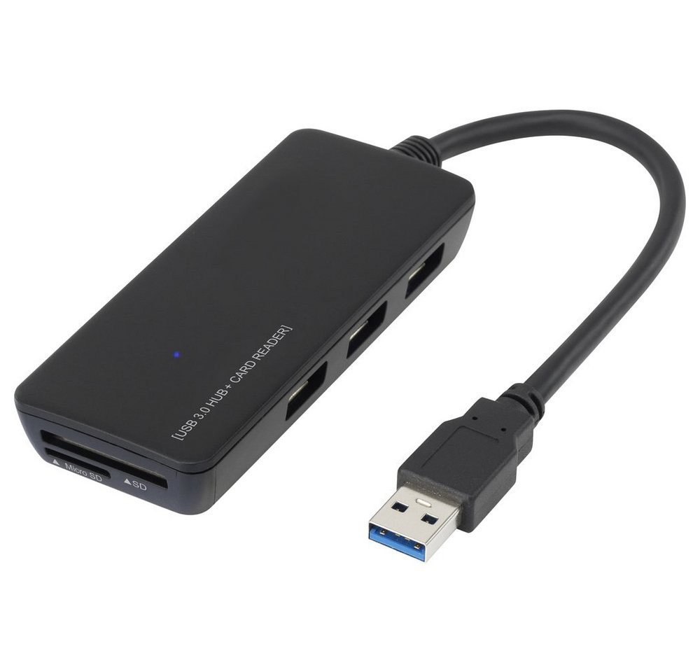 Renkforce USB-Verteiler Renkforce 3 Port USB 3.2 Gen 1-Hub (USB 3.0) mit eingebautem SD-Karte von Renkforce