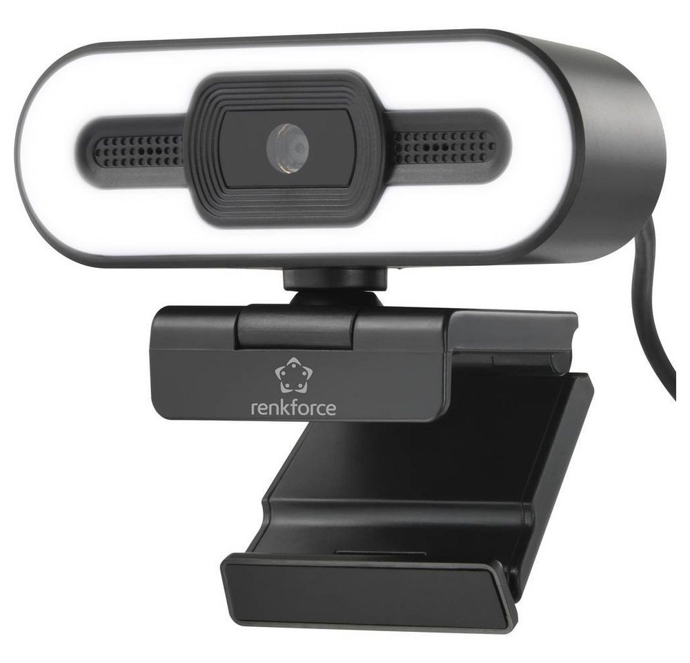 Renkforce Webcam mit 2K HD-Auflösung und Videoleuchte Webcam (Klemm-Halterung) von Renkforce