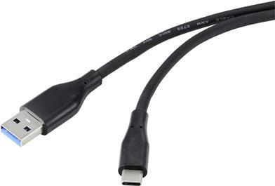 USB-Kabel USB 3.2 Gen1 3.0 3.1 USB-C Stecker 2.00 m Schwarz (RF-4995176) von Renkforce