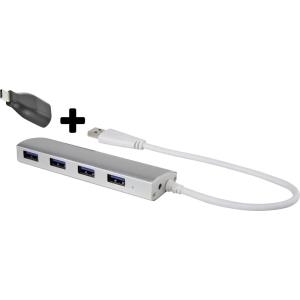 renkforce 4 Port USB 3.0-Hub USB Type-C-Stecker mit Aluminiumgehäuse Aluminium - USB 3.0 Stecker Typ C - 4x Ausgänge von Renkforce