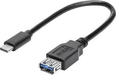 renkforce USB 3.0 Adapter [1x USB-C Stecker - 1x USB 3.0 Buchse A] 0.15 m Schwarz mit OTG-Funktion, vergoldete Steckkontakte renk von Renkforce