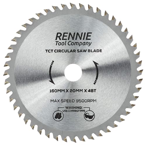 Rennie Tools Holzkreissägeblatt, 160 mm x 20 mm Bohrung x 48T Passend für Bosch Festool TS55 Makita Ryobi Dewalt Kreissägen etc., 160 mm Kreissägeblatt, auch passend für 165 mm Kreissägen Rennie Tools Holzkreissägeblatt, 160 mm x 20 mm Bohrung x 48T Passend für Bosch Festool TS55 Makita Ryobi Dewalt Kreissägen etc., 160 mm Kreissägeblatt, auch passend für 165 mm Kreissägen von Rennie Tool Company