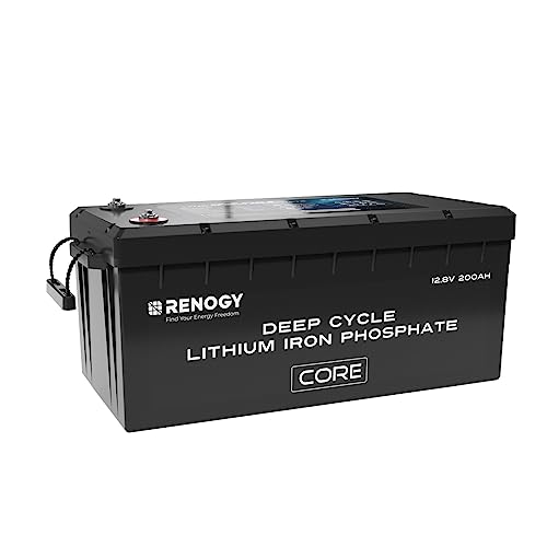 Renogy Lithium Batterie 12v 200ah LiFePO4 Batterie mit BMS, 5000 Zyklen Erweiterbar auf 24V, 48V Lithium Akku, perfekt für Solaranlage, Haushalt, Boot, Elektromotor, Wohnmobil, Camping von Renogy