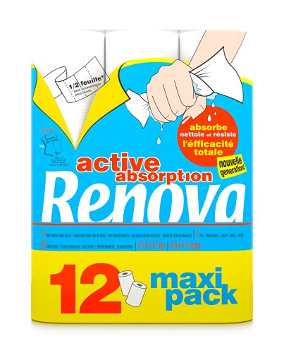 Renova Active Absorption Küchenrollen| 12 Rollen | 2-lagig, weiß von Renova