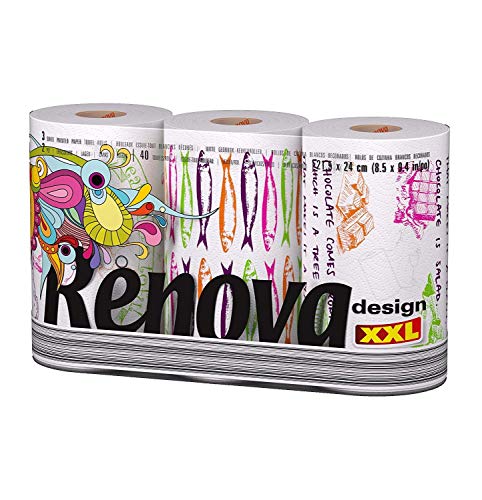 Renova Design Paper Kitchen Towels - XXL, 3 Rolls von Renova