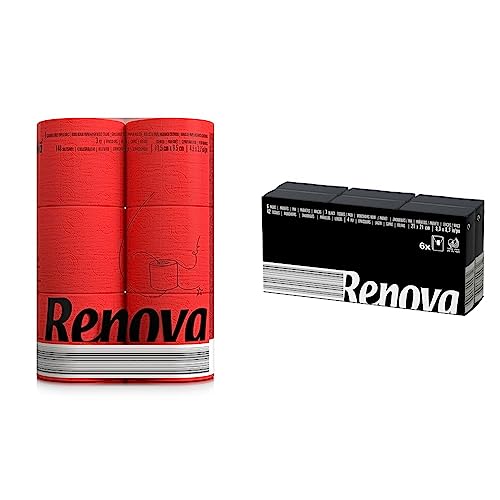 Renova RED Toilet Paper 6 Rolls 0102801010 Regular & Taschentücher schwarze Kompakt, 6 Päckchen, 7 Stück (6er Pack) von Renova