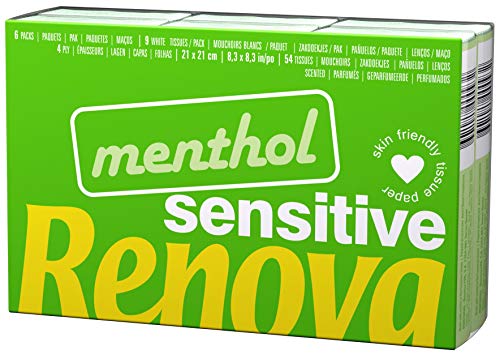 Renova SENSITIVE MENTHOL Pocket Tissues 6 Packs White Regular 1 Stück (6er Pack) von Renova