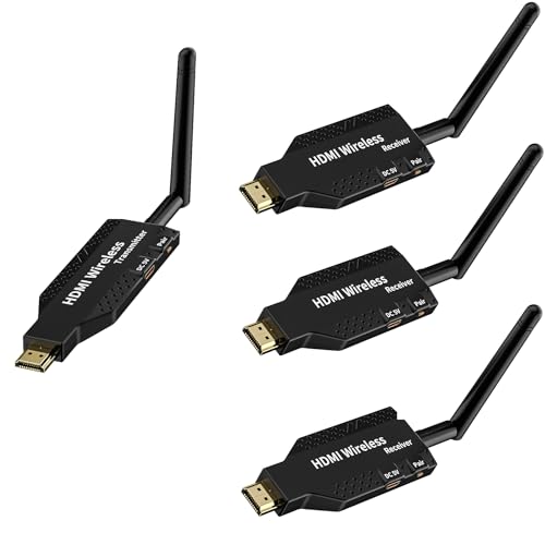 Renvmexy Kabelloser HDMI-Extender, Plug-and-Play, 50 m, kabelloser HDMI-Sender und 3 Empfänger, 1080p, HD, 5G, WLAN, für Laptop zu TV, PC, Monitor, Projektor von Renvmexy