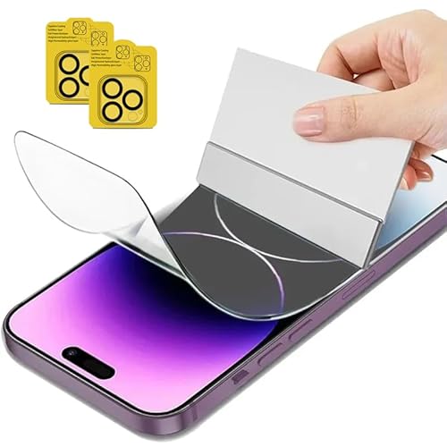 Renwox 2pcs Hohe Empfindlichkeit Hydrogel Film +2pcs Kamera Objektiv Gehärtetes Glas für iPhone 14 Pro Max 6.7" HD Clear Weiche Schutzfolie Explosionsschutz Fingerabdrücke entsperren Renwox 2pcs Hohe Empfindlichkeit Hydrogel Film +2pcs Kamera Objektiv Gehärtetes Glas für iPhone 14 Pro Max 6.7" HD Clear Weiche Schutzfolie Explosionsschutz Fingerabdrücke entsperren von Renwox