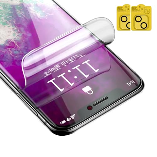 Renwox 2pcs Hohe Empfindlichkeit Hydrogel Film +2pcs Kamera Objektiv Gehärtetes Glas für iPhone SE (2020) SE2 4.7" HD Clear Weiche Schutzfolie Explosionsschutz Fingerabdrücke entsperren von Renwox