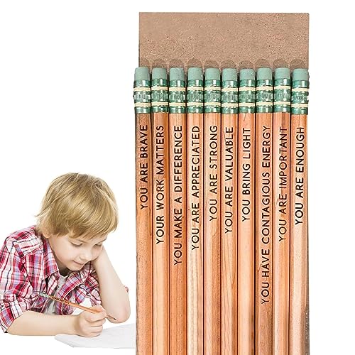 Renywosi Motivations-Bleistifte - 10 Stück süße Bleistifte mit positiven ermutigenden Sprüchen, Schulbedarf für Klassenbelohnung von Renywosi