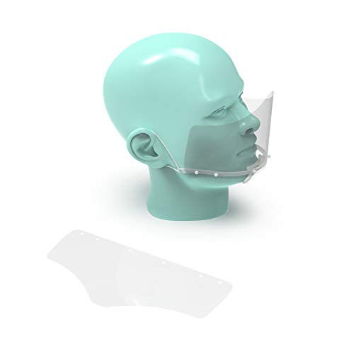 RENZ Ersatzschilde und Gummibänder für Gesichtsschutzschild Mund | Nase - 10 x Ersatzschilde & 10 x Gummibänder- Zertifiziert- Schutzmaske für Mund und Nase von Renz