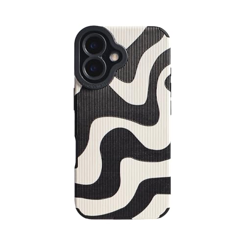Reownest Handyhülle Kompatibel mit iPhone 16 Hülle Fashion Wave Simple Cute Zebra Stripes Muster Wellen Design TPU PC Weiche Silikon Kamera Schutzhülle Reownest Handyhülle Kompatibel mit iPhone 16 Hülle Fashion Wave Simple Cute Zebra Stripes Muster Wellen Design TPU PC Weiche Silikon Kamera Schutzhülle von Reownest