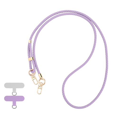 Reownest Handykette Universal zum Umhängen, Handy Halsband mit 2 Patches, Verstellbares Geflochtenes Leder Handy Lanyard, Halskette Kompatibel mit den meisten Smartphones, Lila Reownest Handykette Universal zum Umhängen, Handy Halsband mit 2 Patches, Verstellbares Geflochtenes Leder Handy Lanyard, Halskette Kompatibel mit den meisten Smartphones, Lila von Reownest