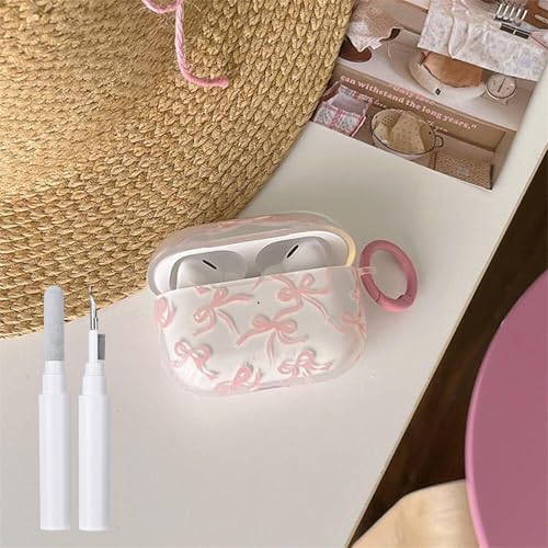 Reownest Klar für AirPods 4 Hülle Cute Aesthetic Bogen Pattern Design mit Stoßfeste Schlüsselanhänger Abdeckung Soft Kopfhörer Handyhülle -Transparent von Reownest