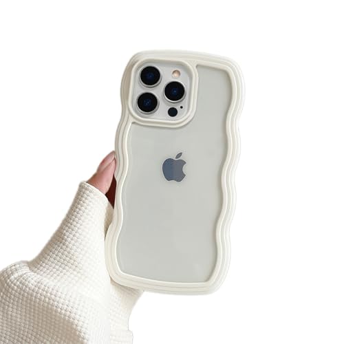 Reownest Kompatibel mit iPhone 16 Pro Max Hülle, Wellen Curly Case Transparent Aesthetic Silikon Süßes Wave Frame Shape TPU Bumper Einfach Design für Men Girls Handyhülle - Weiß Reownest Kompatibel mit iPhone 16 Pro Max Hülle, Wellen Curly Case Transparent Aesthetic Silikon Süßes Wave Frame Shape TPU Bumper Einfach Design für Men Girls Handyhülle - Weiß von Reownest